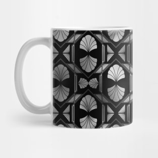 Scallop Shells in Black and Silver Art Deco Vintage Foil Pattern Mug